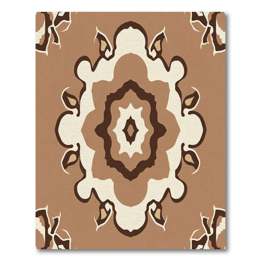 Earthy Brown Floral Medallion Art Rug