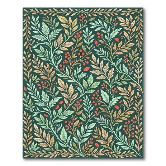 Botanical Emerald Berry Leaf Vine Rug