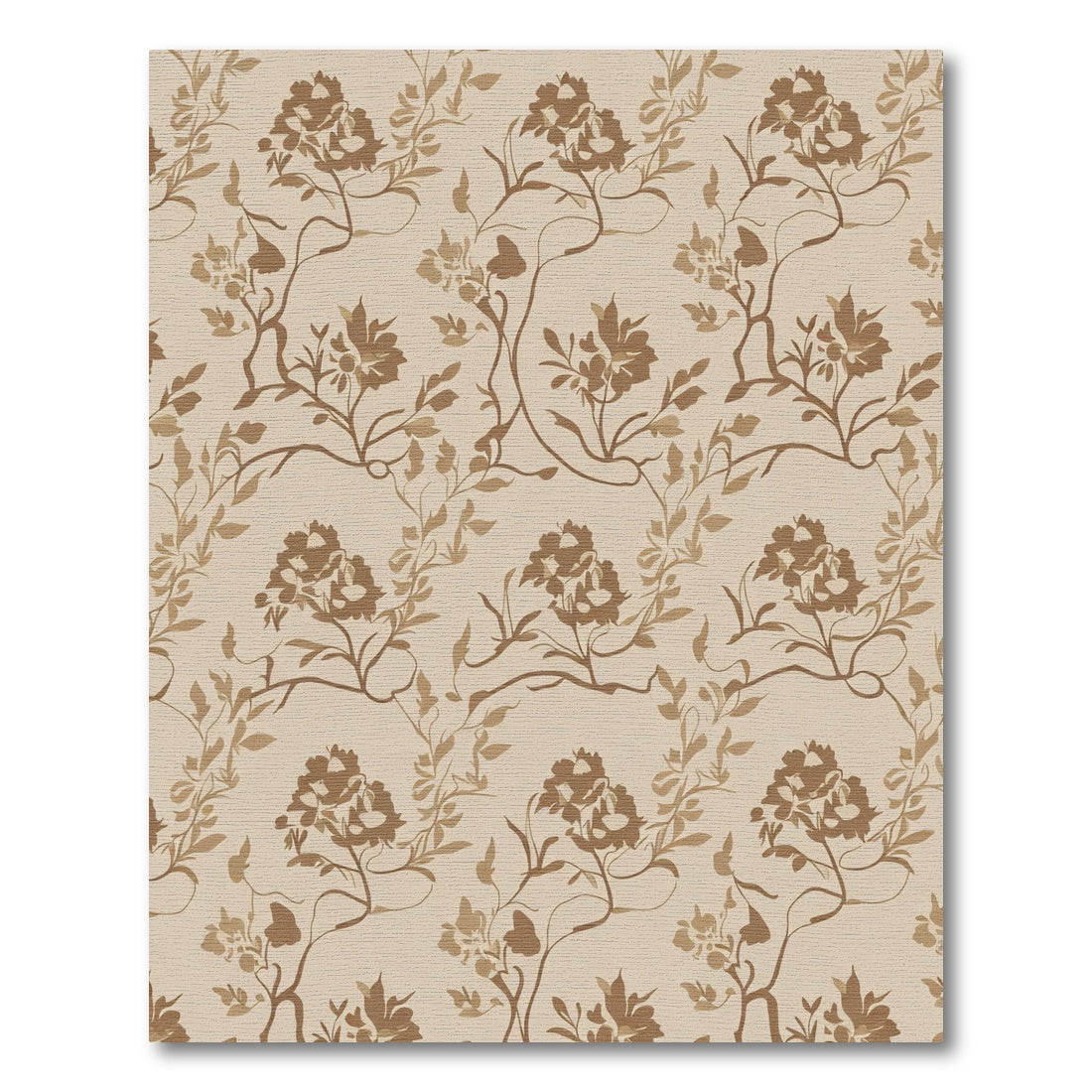 Antique Brown Chinoiserie Floral Branches Rug