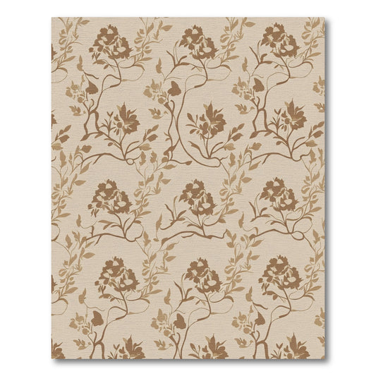 Antique Brown Chinoiserie Floral Branches Rug
