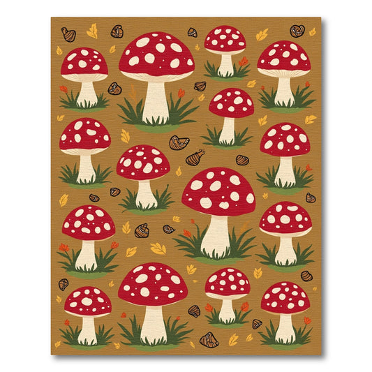 Retro Red White Spotted Mushroom Garden Rug