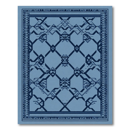 Indigo Blue Geometric Lattice Rug
