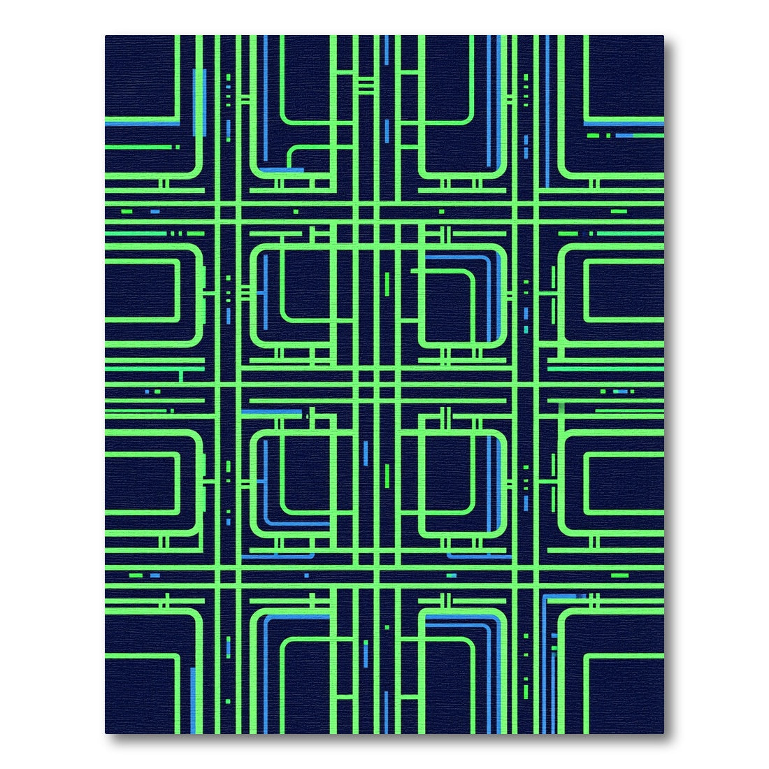 Neon Geometric Grid Electric Blue Rug