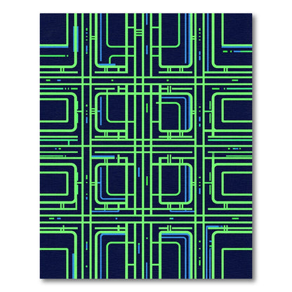 Neon Geometric Grid Electric Blue Rug