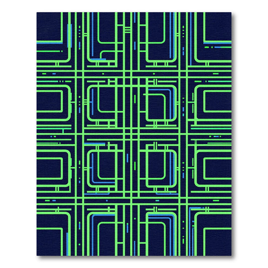 Neon Geometric Grid Electric Blue Rug