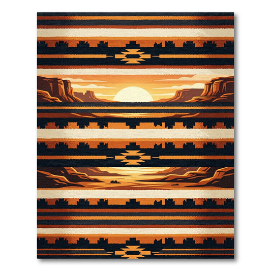 Earthy Southwestern Canyon Sunset Striped Texture Rug