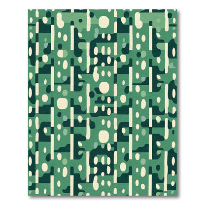 Green And Cream Abstract Shapes Rug