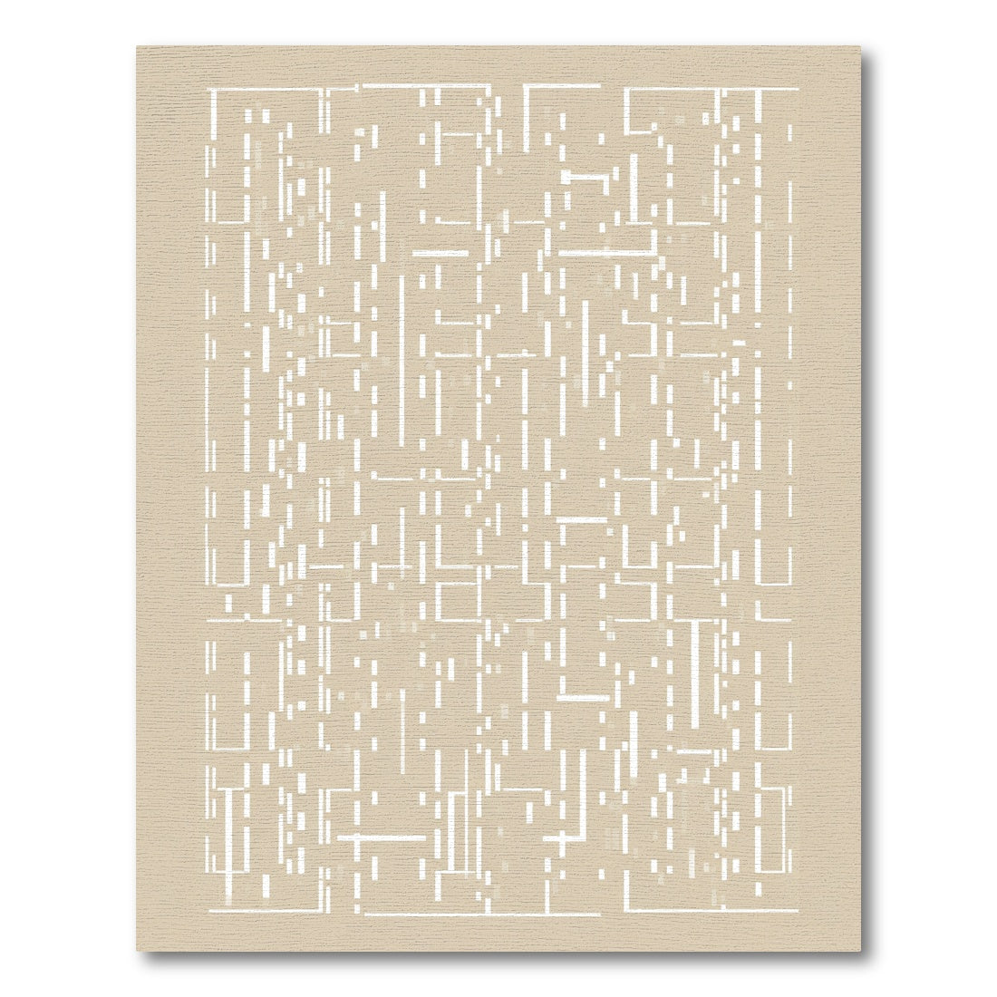 Beige White Geometric Glitch Lines Rug