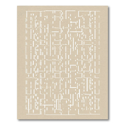 Beige White Geometric Glitch Lines Rug