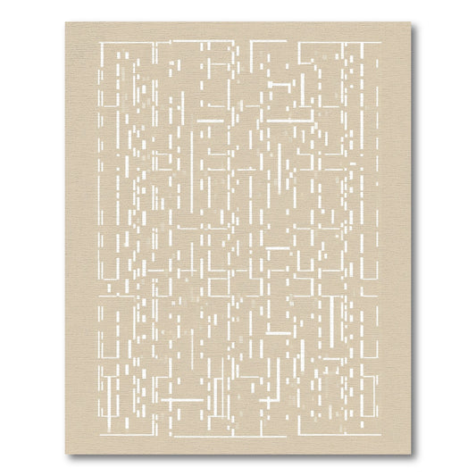 Beige White Geometric Glitch Lines Rug