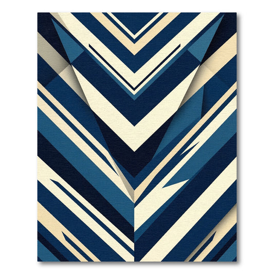 Geometric Navy and Cream Chevron Rug