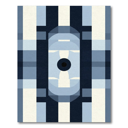 Mid Century Modern Blue Geometric Rug