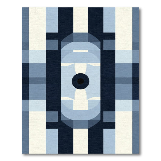 Mid Century Modern Blue Geometric Rug