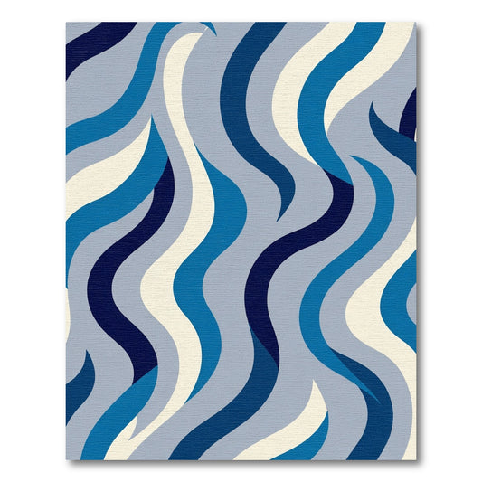 Oceanic Blue Wavy Stripe Rug