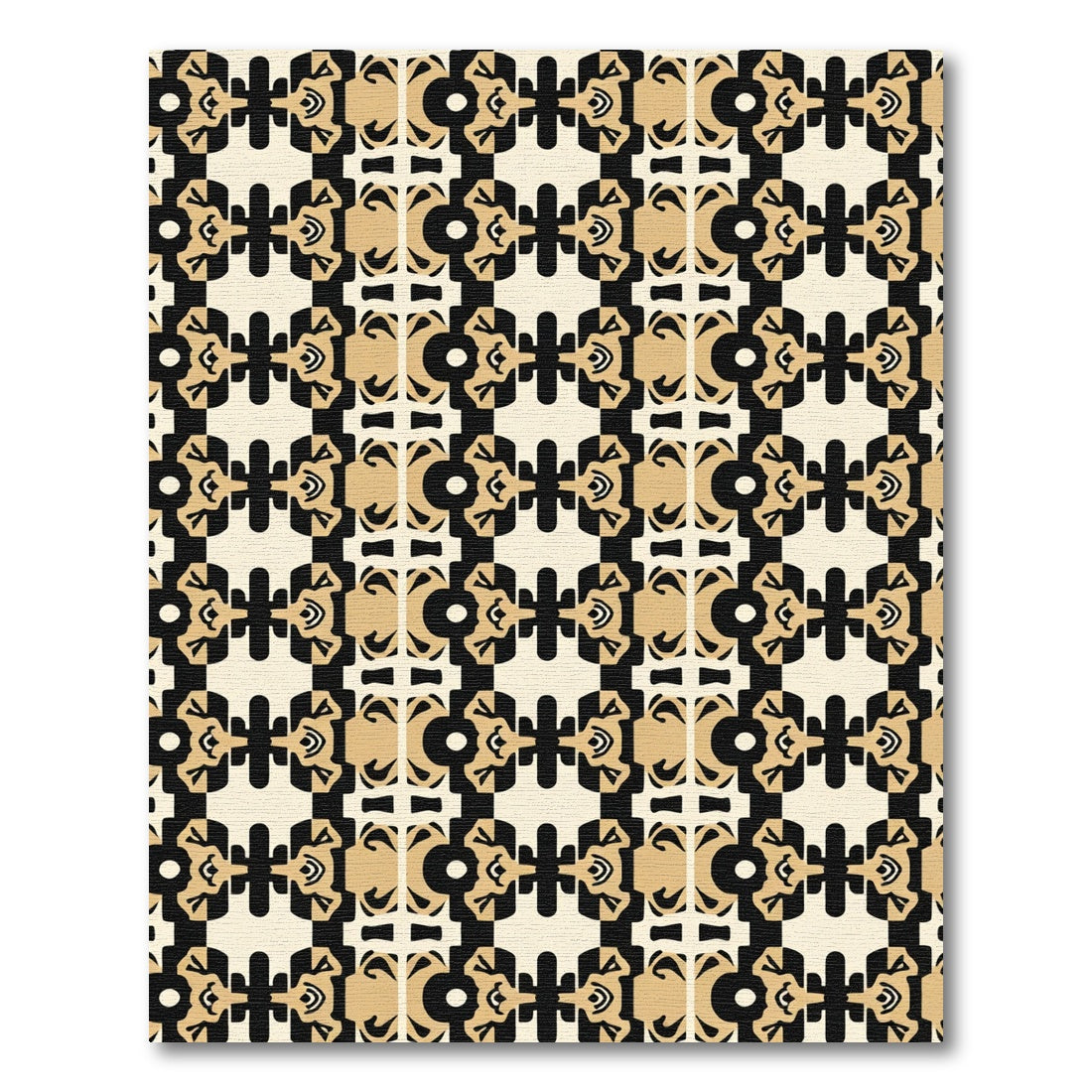 Eclectic Cream Black Geometric Repeat Rug