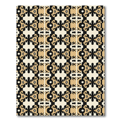 Eclectic Cream Black Geometric Repeat Rug