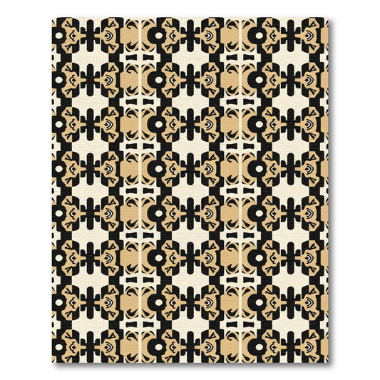 Eclectic Cream Black Geometric Repeat Rug