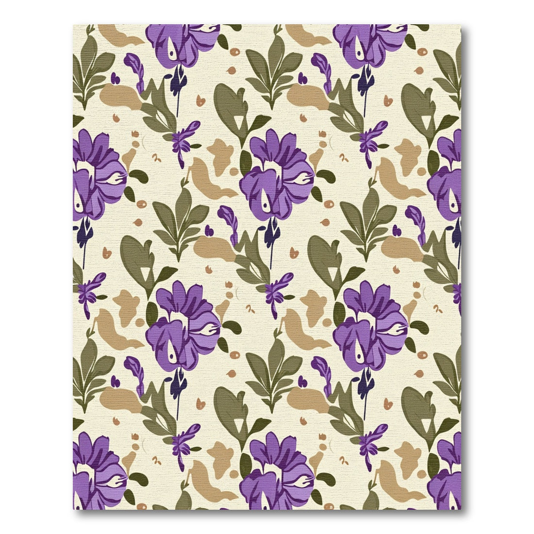 Purple Floral Garden With Tan Accents Rug