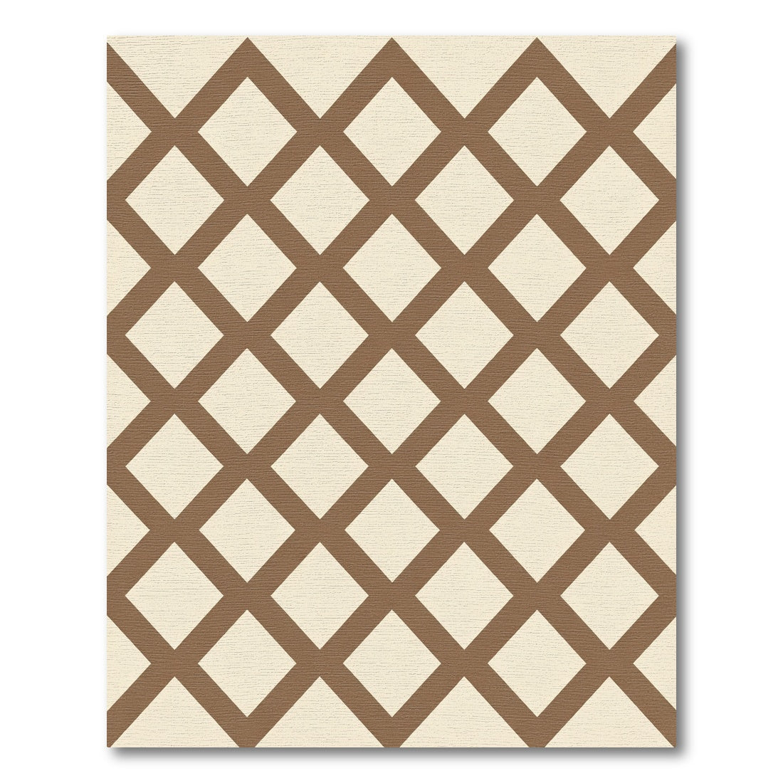 Brown Tan Geometric Diamond Lattice Rug