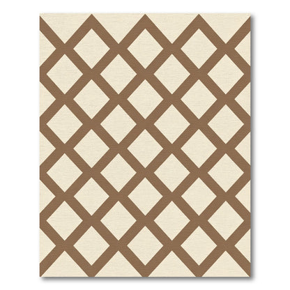 Brown Tan Geometric Diamond Lattice Rug