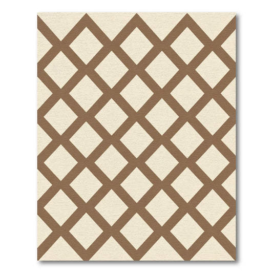 Brown Tan Geometric Diamond Lattice Rug