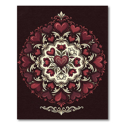 Crimson Heart Floral Medallion Illustration Rug