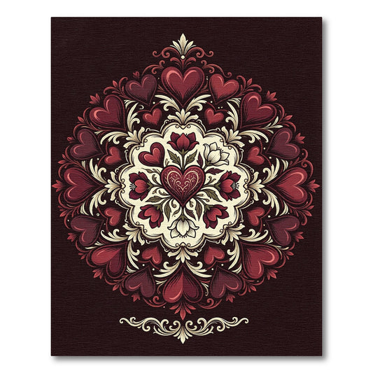 Crimson Heart Floral Medallion Illustration Rug
