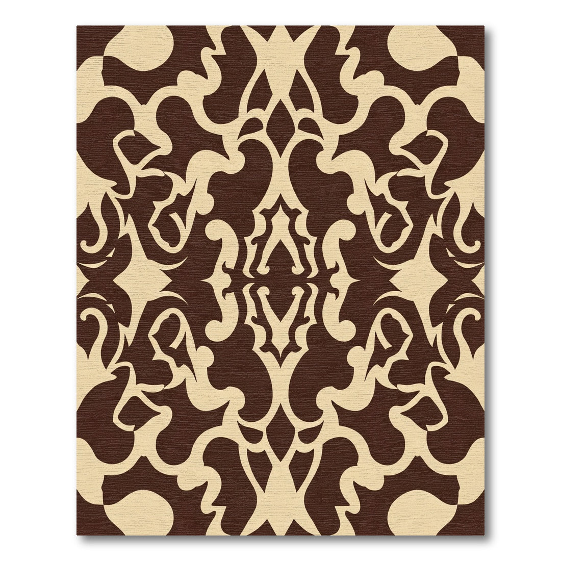 Elegant Brown and Cream Scrollwork Rug