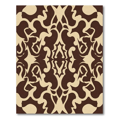 Elegant Brown and Cream Scrollwork Rug