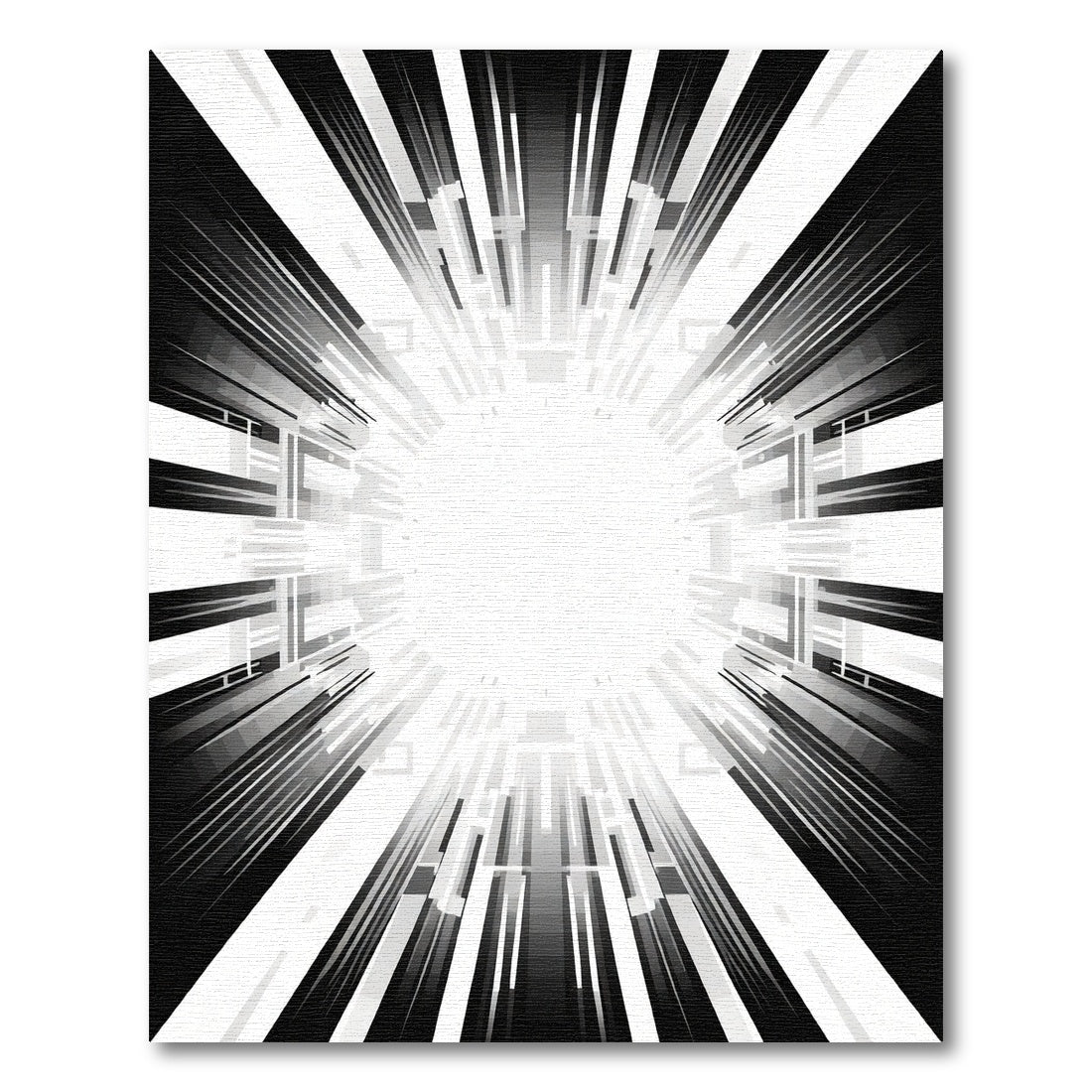 Radiating Black and White Geometric Starburst Rug