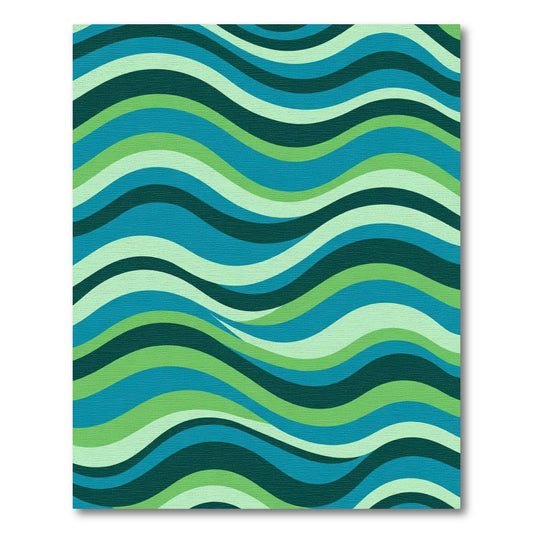 Oceanic Blue Green Wavy Stripes Rug