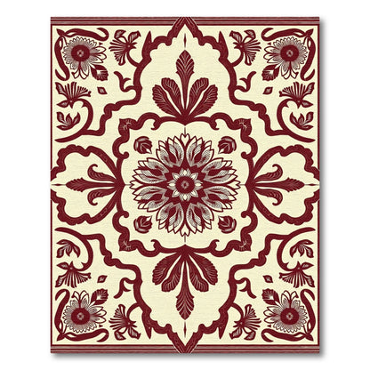 Crimson Floral Medallion Cream Arabesque Rug