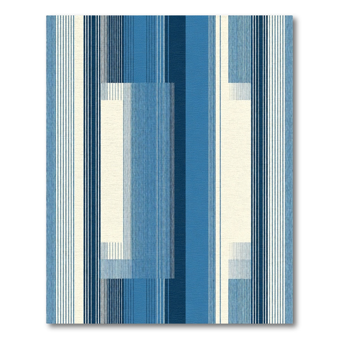 Deep Blue Abstract Vertical Stripe Rug