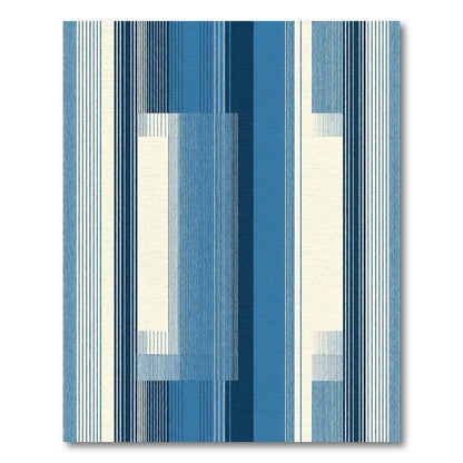 Deep Blue Abstract Vertical Stripe Rug