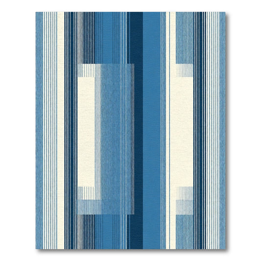 Deep Blue Abstract Vertical Stripe Rug