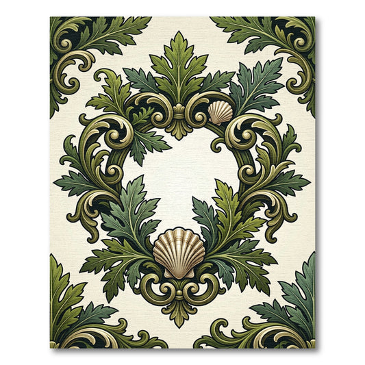Emerald Green Acanthus Seashell Scroll Rug