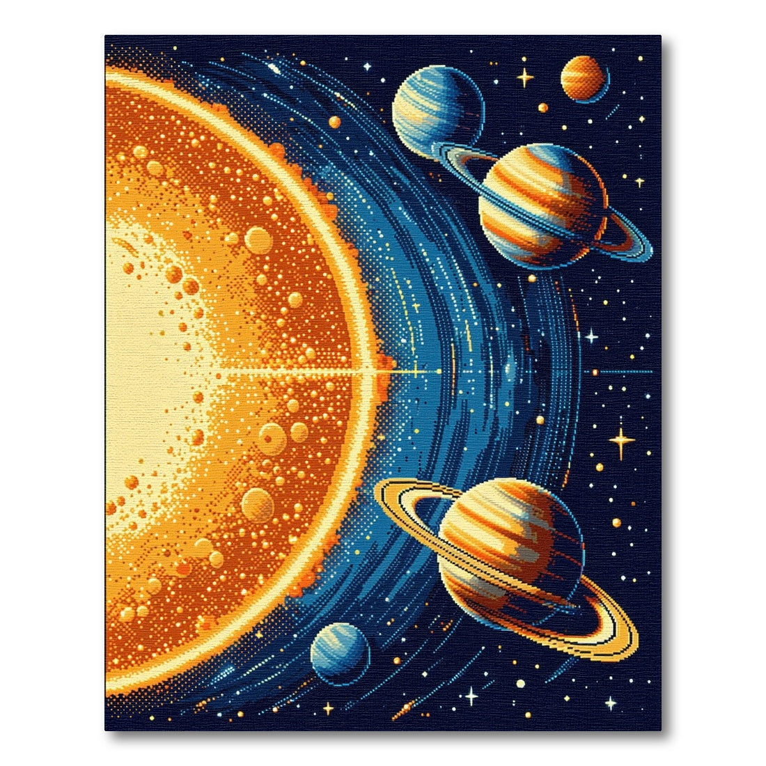 Retro Solar System Cosmic Planets Rug