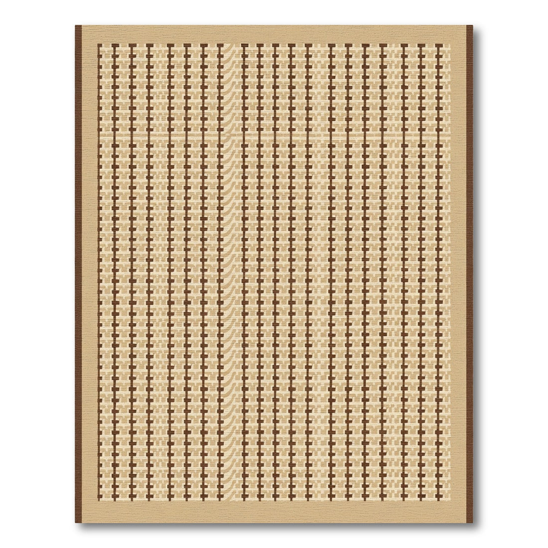 Tan Brown Woven Grid Rug