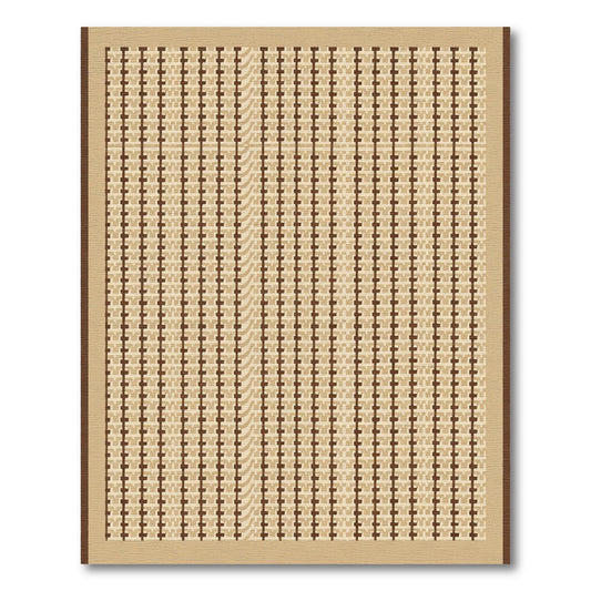 Tan Brown Woven Grid Rug