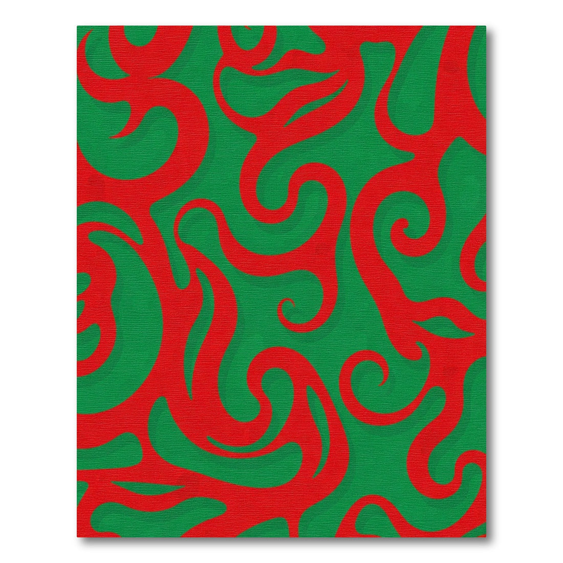 Crimson Swirls on Emerald Background Rug