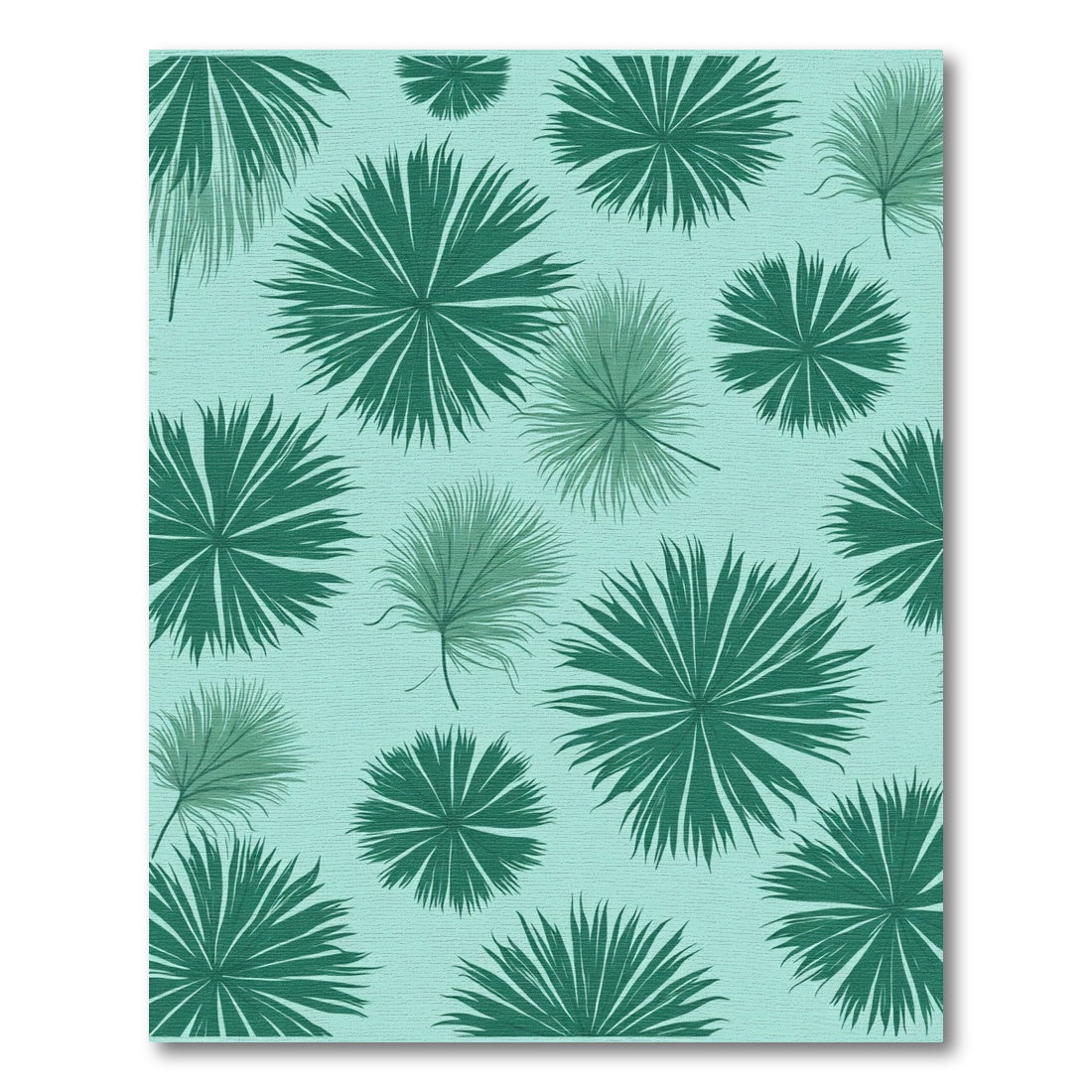 Mint Green Palm Leaf Scatter Rug