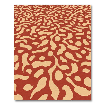 Red Beige Organic Swirl Abstract Rug