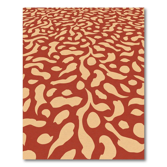 Red Beige Organic Swirl Abstract Rug