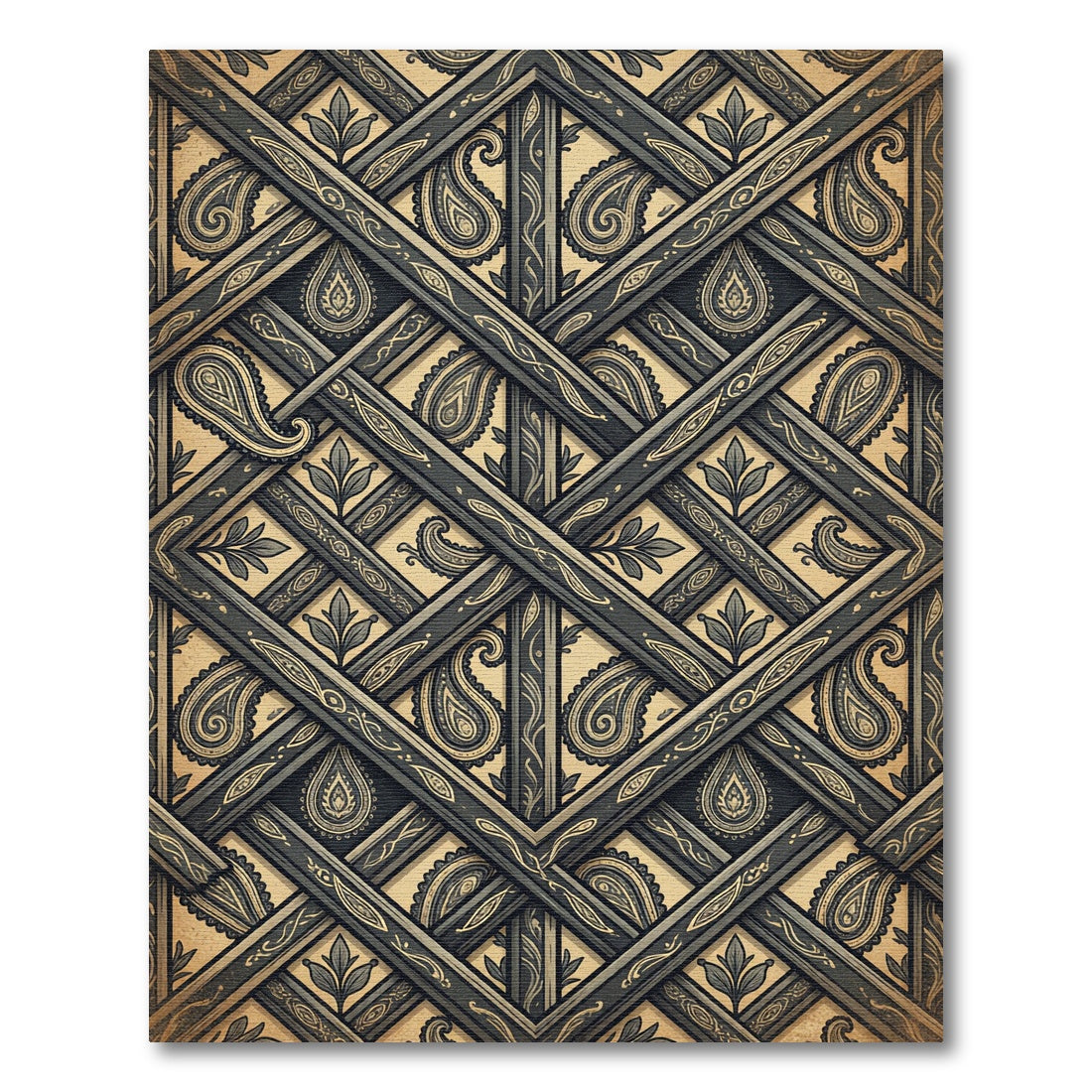 Antique Paisley Lattice Ornament Rug