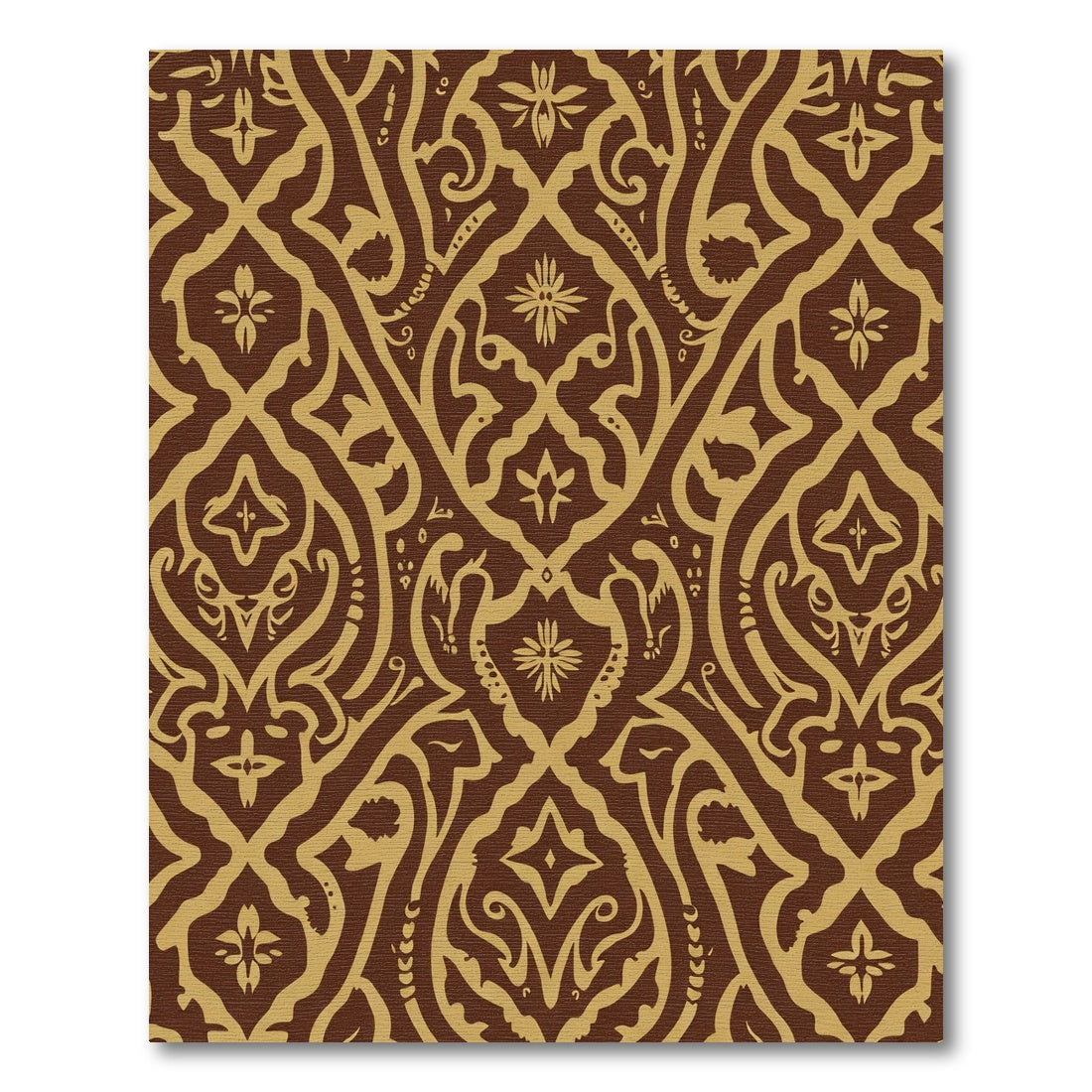 Brown Gold Intricate Scrollwork Medallion Rug