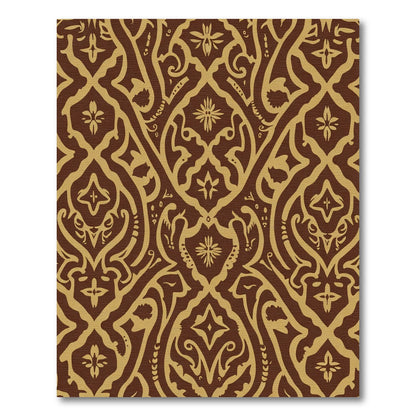 Brown Gold Intricate Scrollwork Medallion Rug