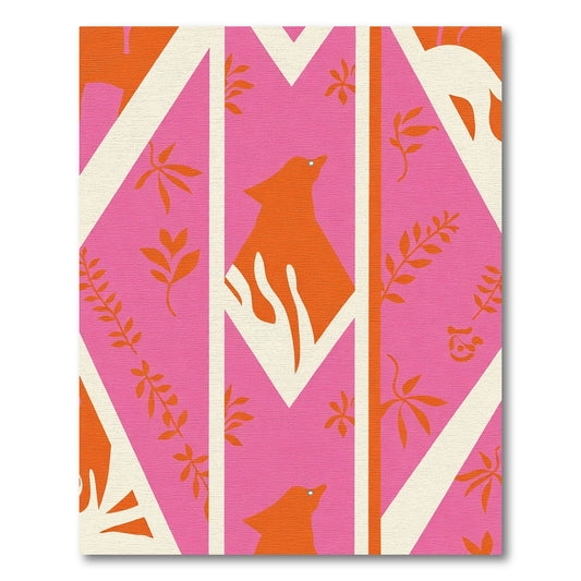 Orange Bird Pink Geometric Floral Rug