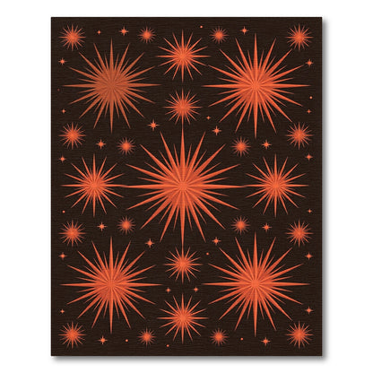 Retro Orange Starburst Cluster Rug