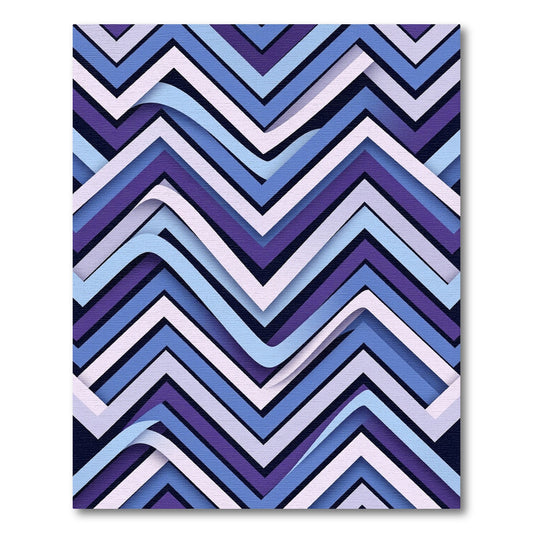Chevron Blue Layered Zigzag Rug