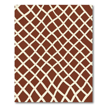Rustic Brown White Woven Lattice Rug